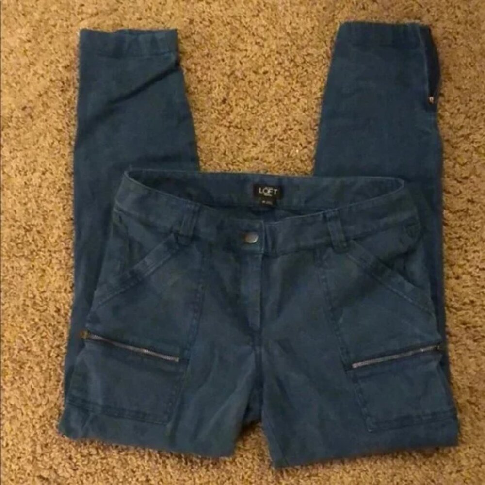 Ann Taylor Marisa fit ankle zip moto ankle crop patch pocket skinny utility pant - Picture 6 of 8